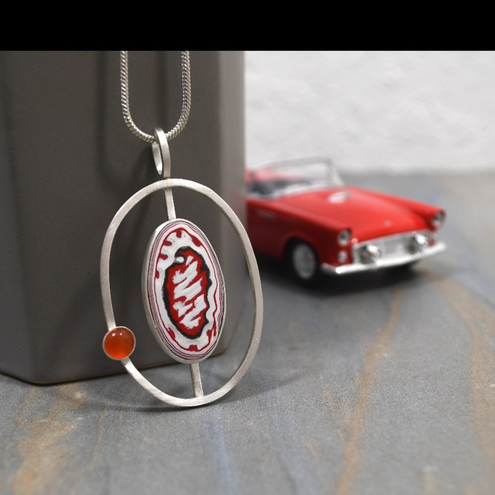 Fordite Sterling Silver Pendant